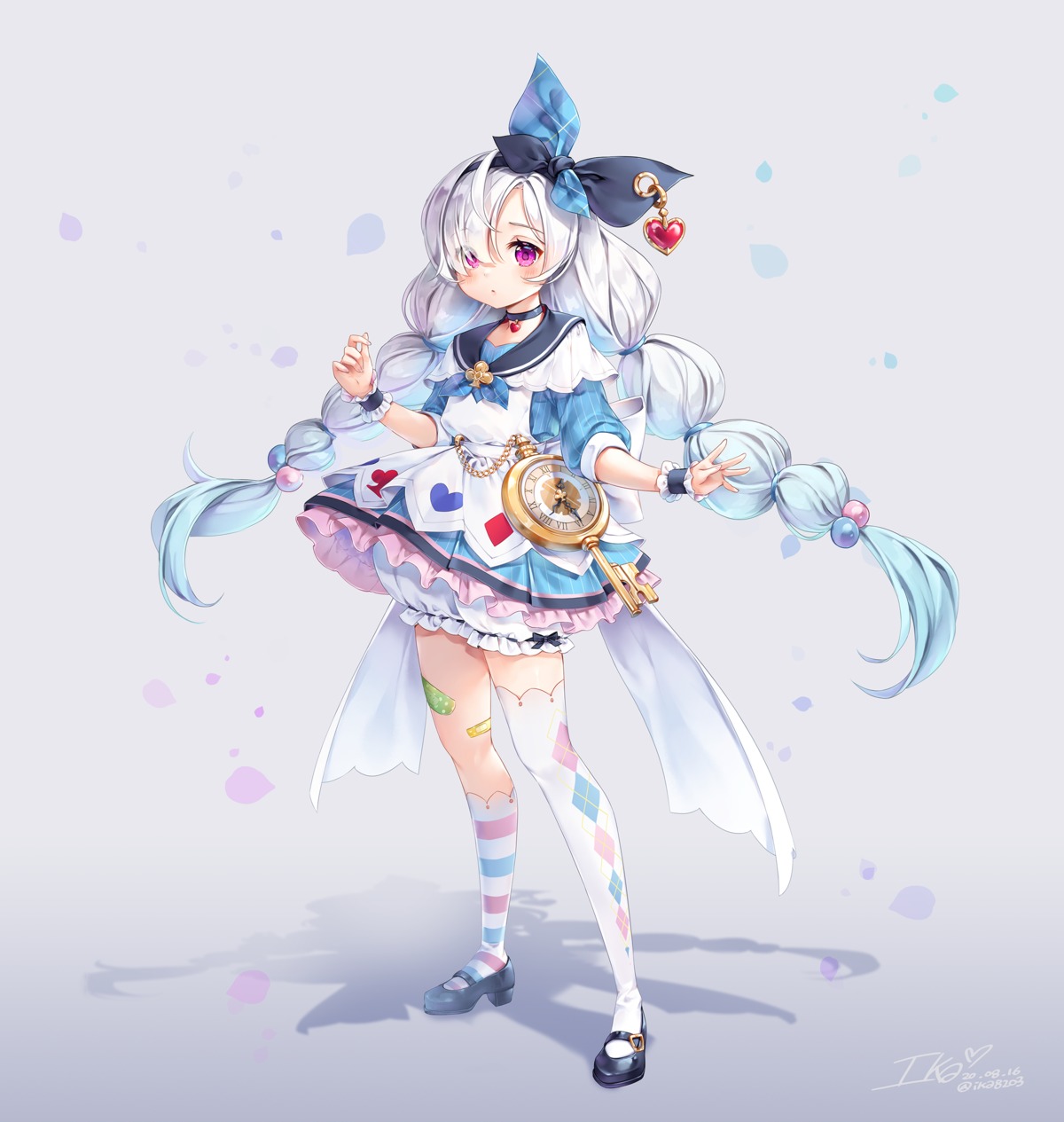 bandaid, bloomers, heels, ika_(4801055), king's_raid, lavril_(king's_raid), skirt_lift, thighhighs