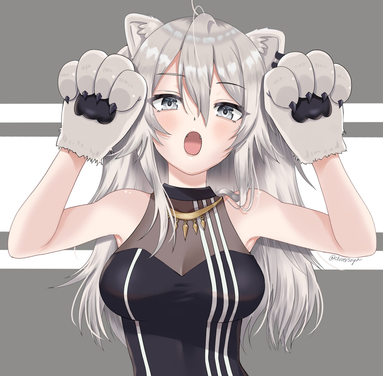 animal_ears, cleavage, clover_(artist), hololive, see_through, shishiro_botan