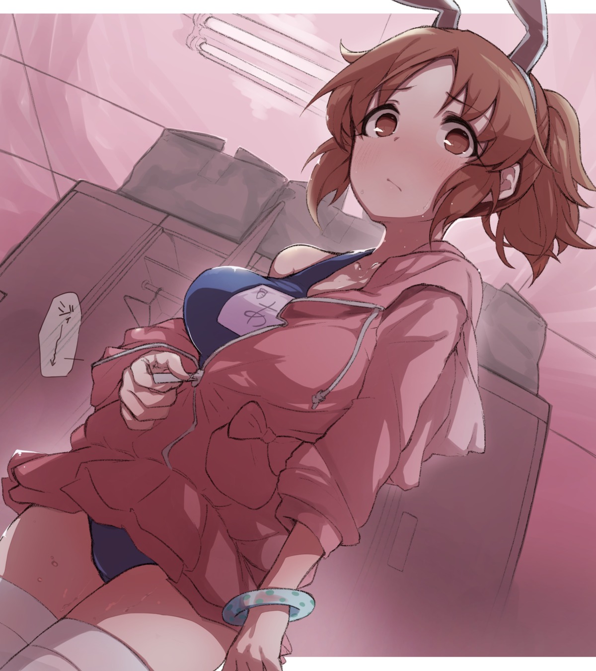 abe_nana, animal_ears, bunny_ears, school_swimsuit, swimsuits, the_idolm@ster, the_idolm@ster_cinderella_girls, thighhighs