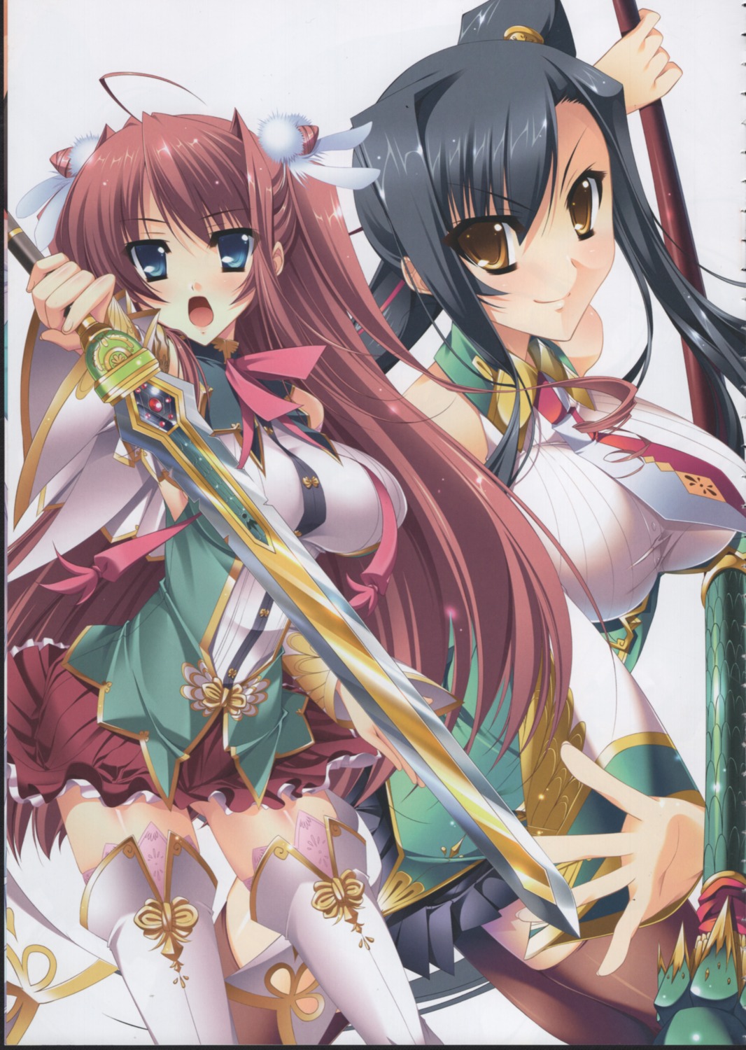 baseson, kanu, katagiri_hinata, koihime_musou, raw_scan, ryuubi, skirt_lift, sword