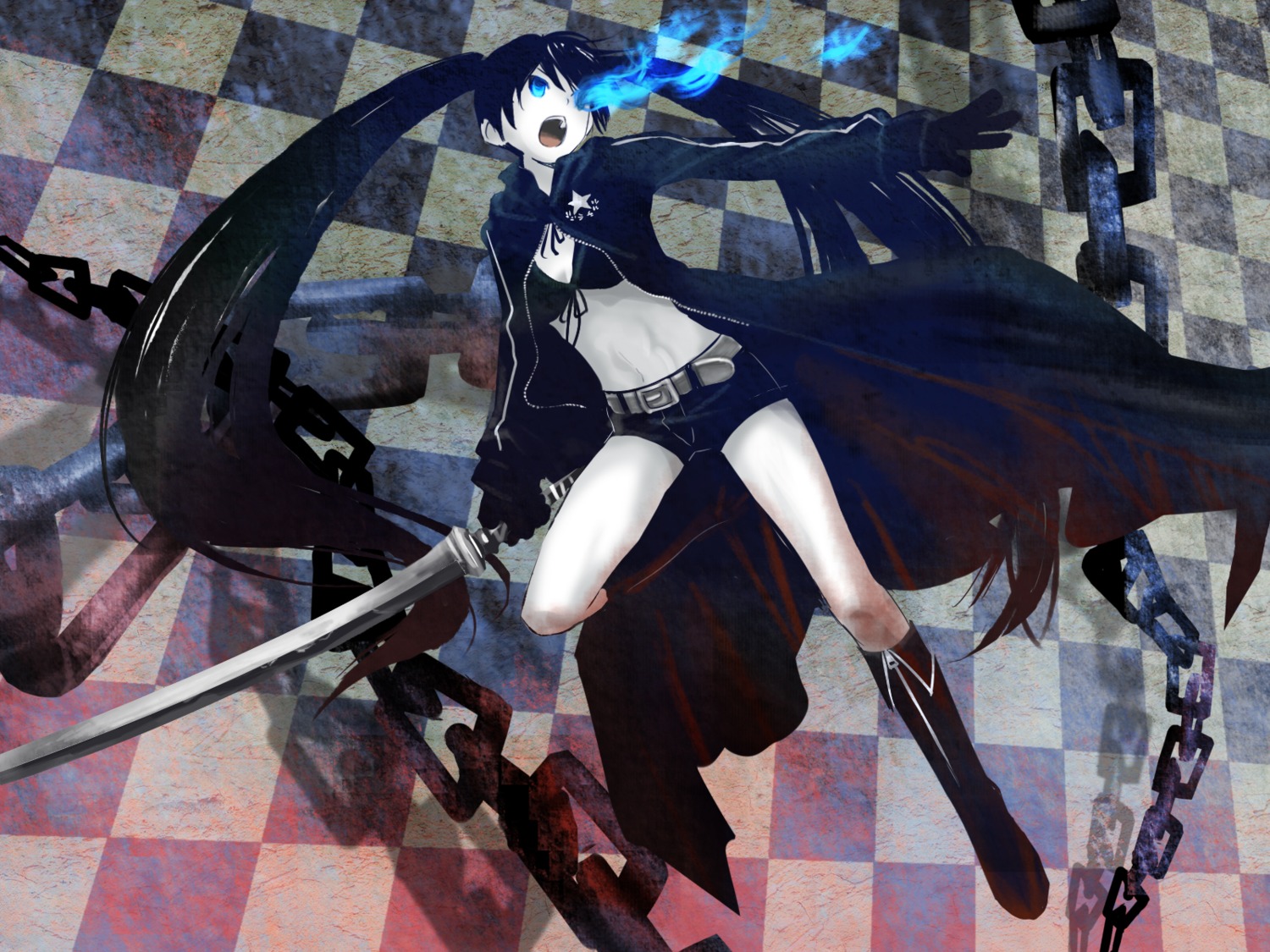 bikini_top, black_rock_shooter, black_rock_shooter_(character), hikiyama_towa, swimsuits, vocaloid, wallpaper