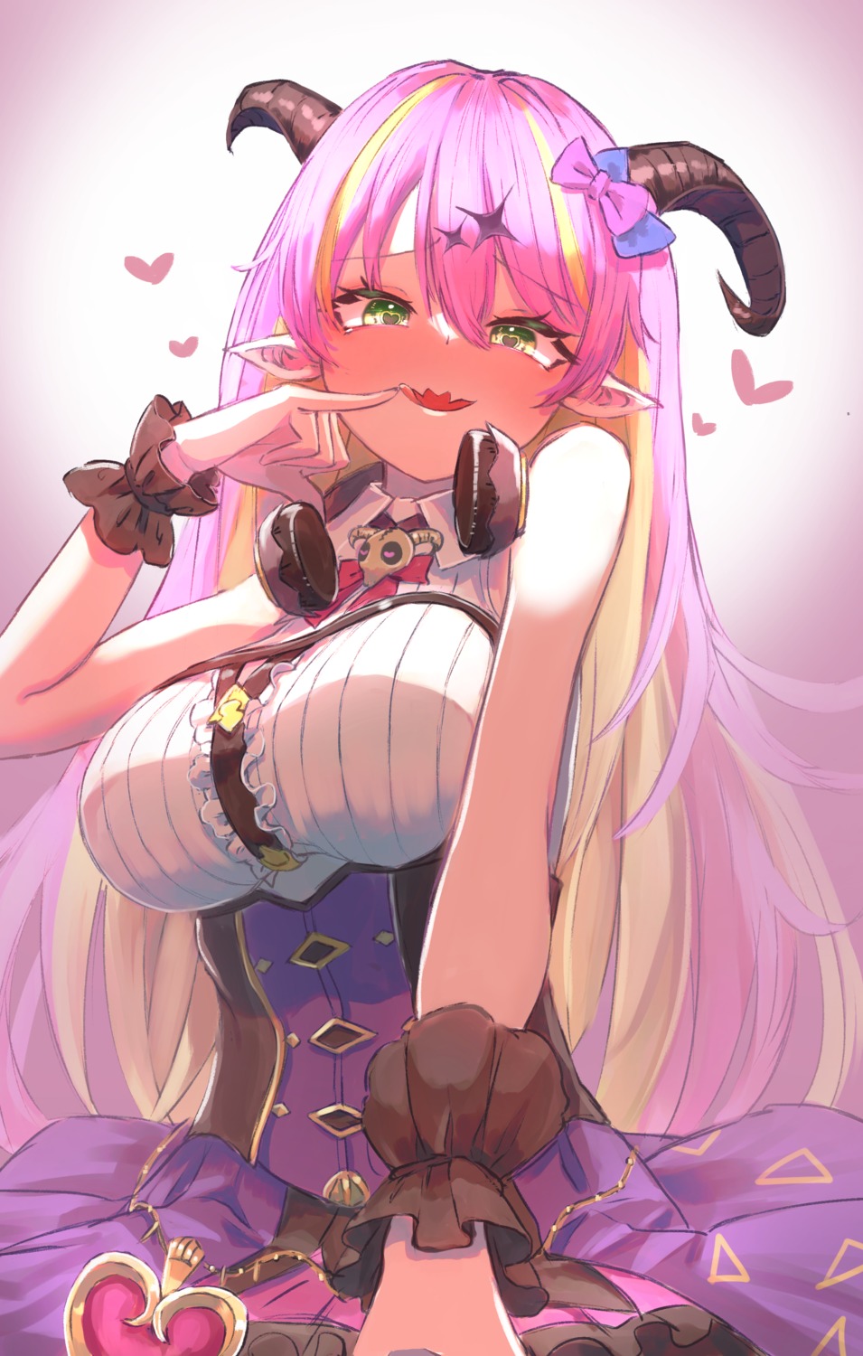 headphones, hololive, horns, mano_aloe, pointy_ears, roco_(rocoroco1115)