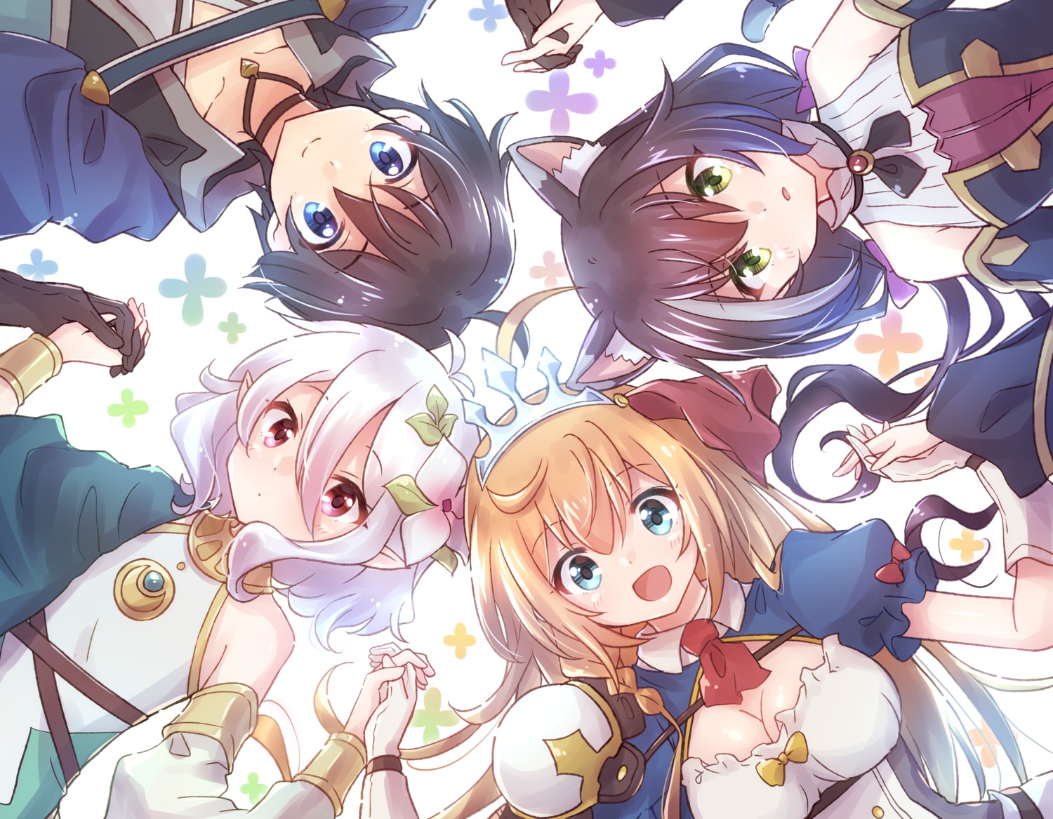 animal_ears, armor, cleavage, karyl_(princess_connect), kokkoro, nyaa_(nnekoron), pecorine, pointy_ears