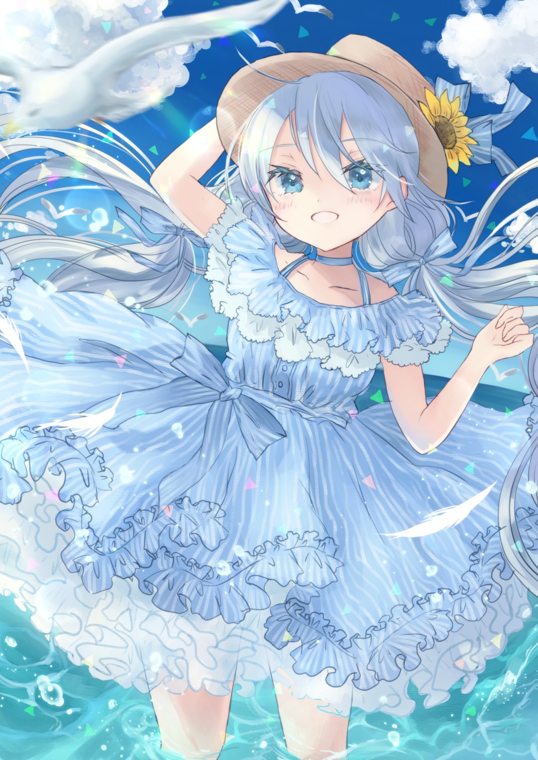 bunapi_(bunapii), dress, see_through, skirt_lift, summer_dress, wet