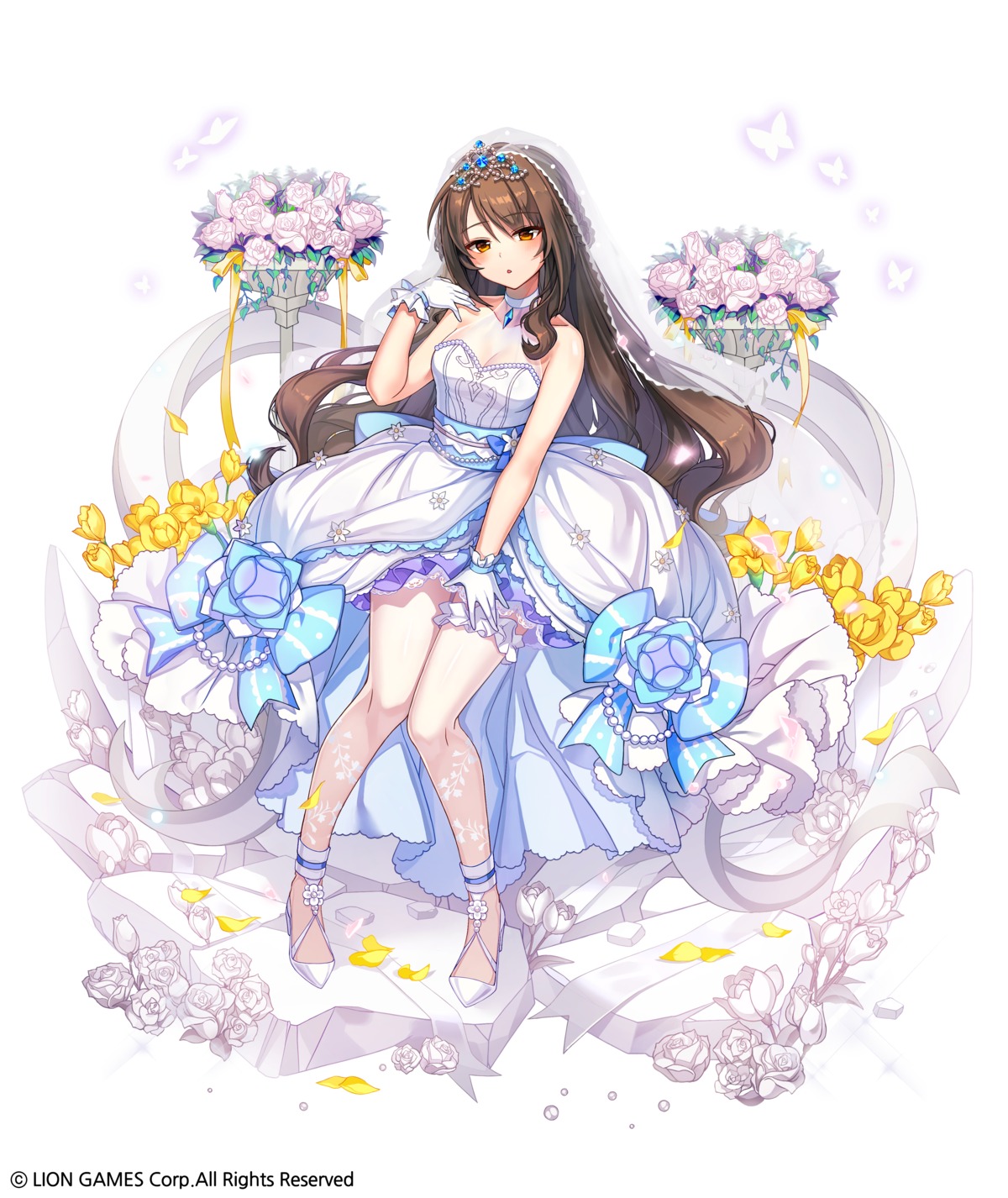 cleavage, dress, garter, heels, kyjsogom, lily_bloomerchen, see_through, skirt_lift