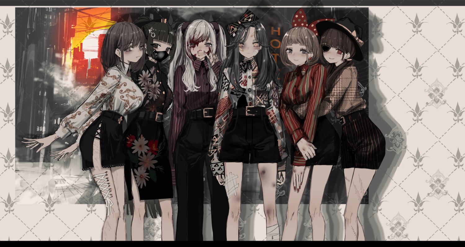 bandages, blood, dress, eyepatch, naruwe