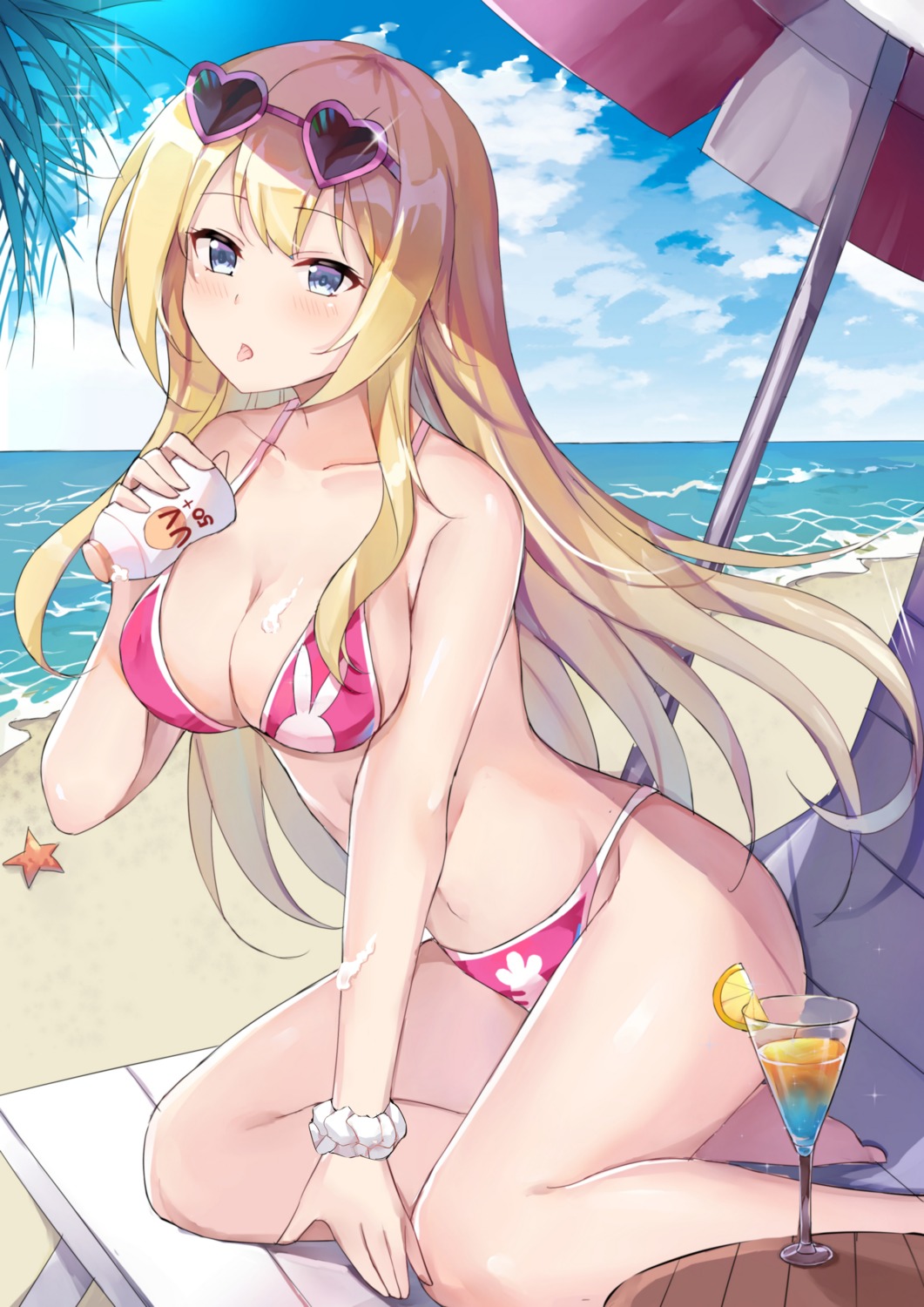 bikini, cleavage, cream, feng_mao_mc, megane, swimsuits