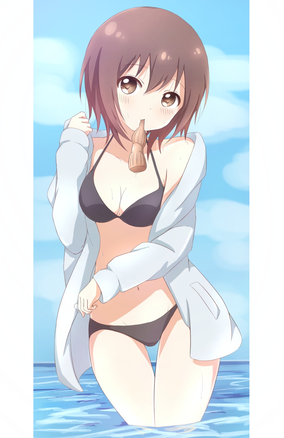 bikini, cleavage, funami_yui, open_shirt, swimsuits, tagme, wet, yuru_yuri