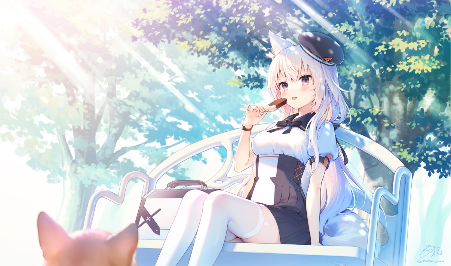 animal_ears, nekokan_masshigura, seifuku, tail, thighhighs