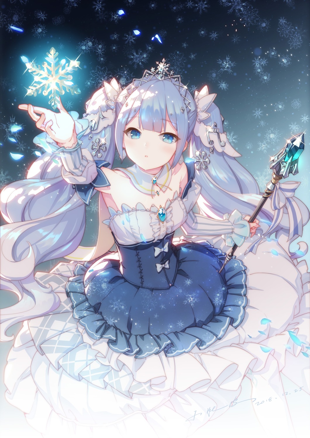 dress, hatsune_miku, vocaloid, weapon, xiao_duzi, yuki_miku