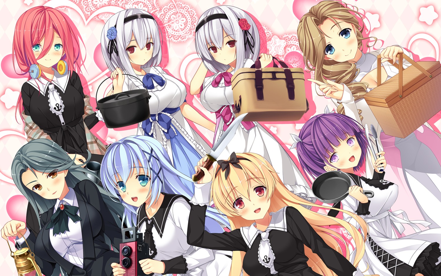 cleavage, dress, hazumi_rio, headphones, memekko, o33, onomatope*raspberry, seifuku