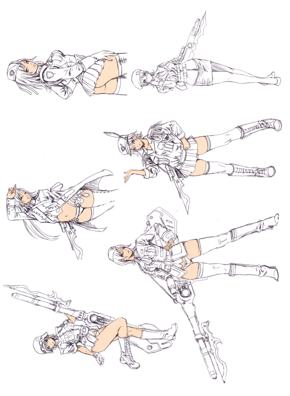 ass, gun, nida_schuetlich, pantsu, shuraki, sketch, thighhighs, uniform