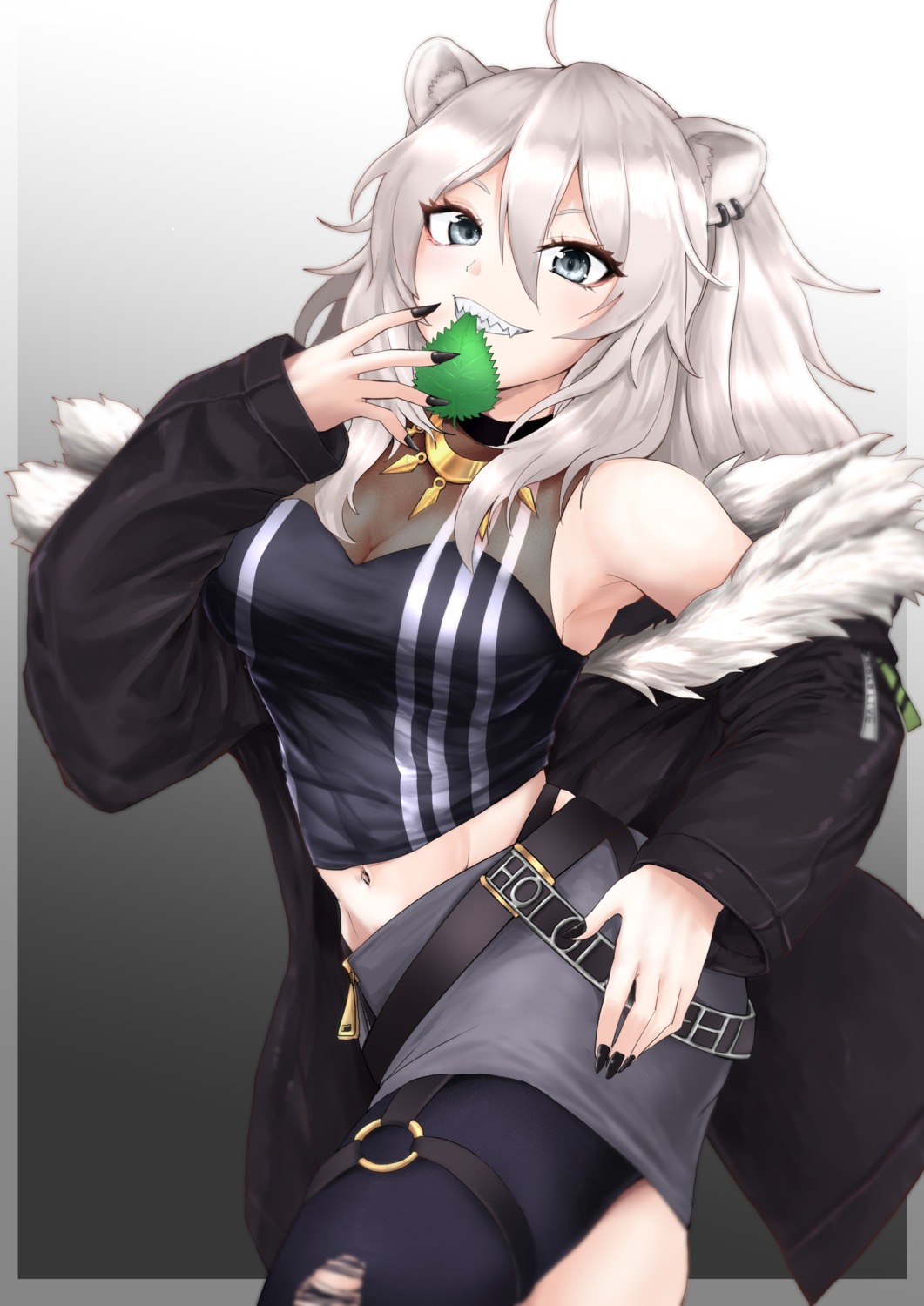 animal_ears, cleavage, creid, garter, hololive, see_through, shishiro_botan, torn_clothes