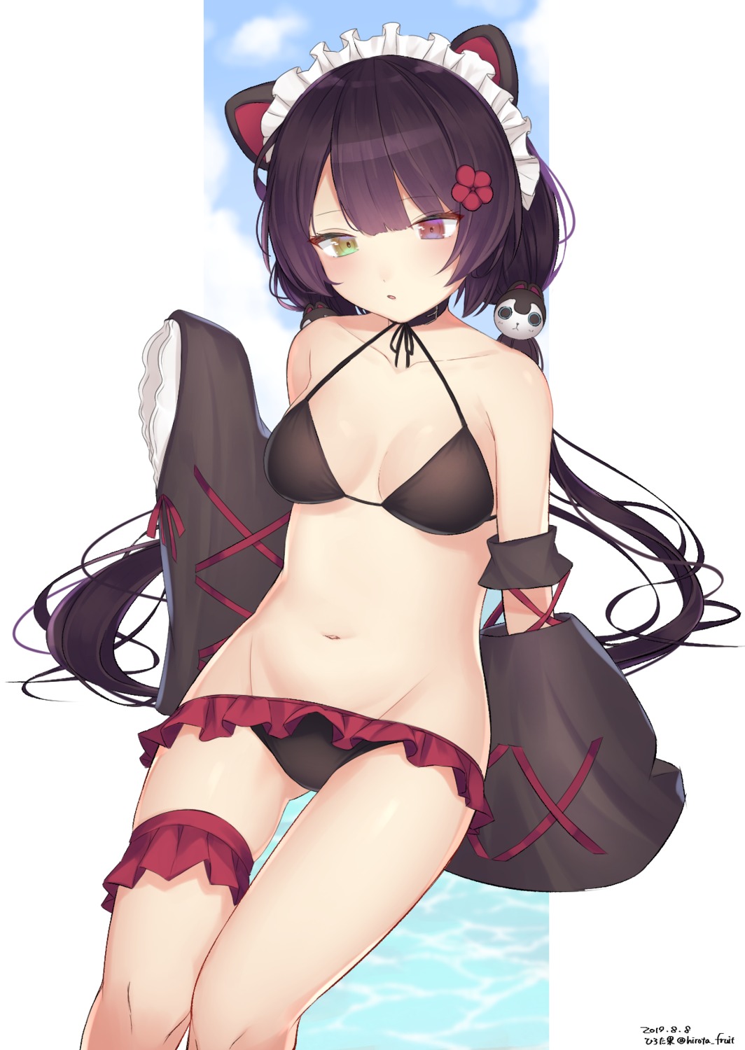 animal_ears, bikini, garter, heterochromia, hirota_fruit, inui_toko, inumimi, nijisanji