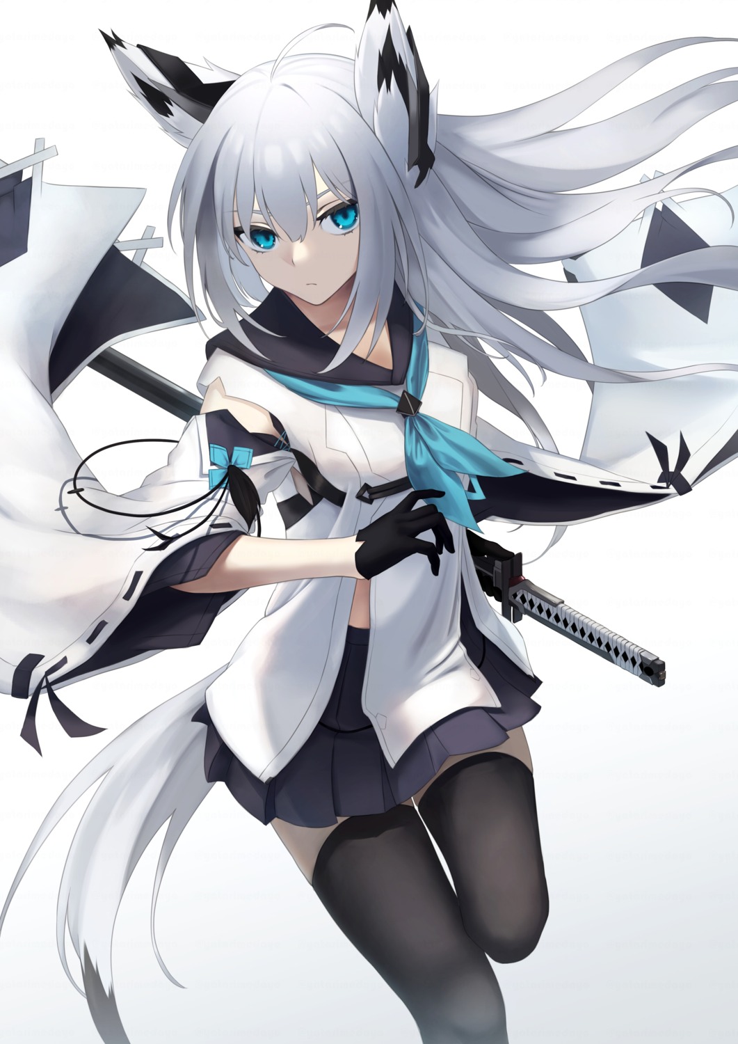 animal_ears, azur_lane, kawakaze_(azur_lane), sword, tail, thighhighs, yatarime