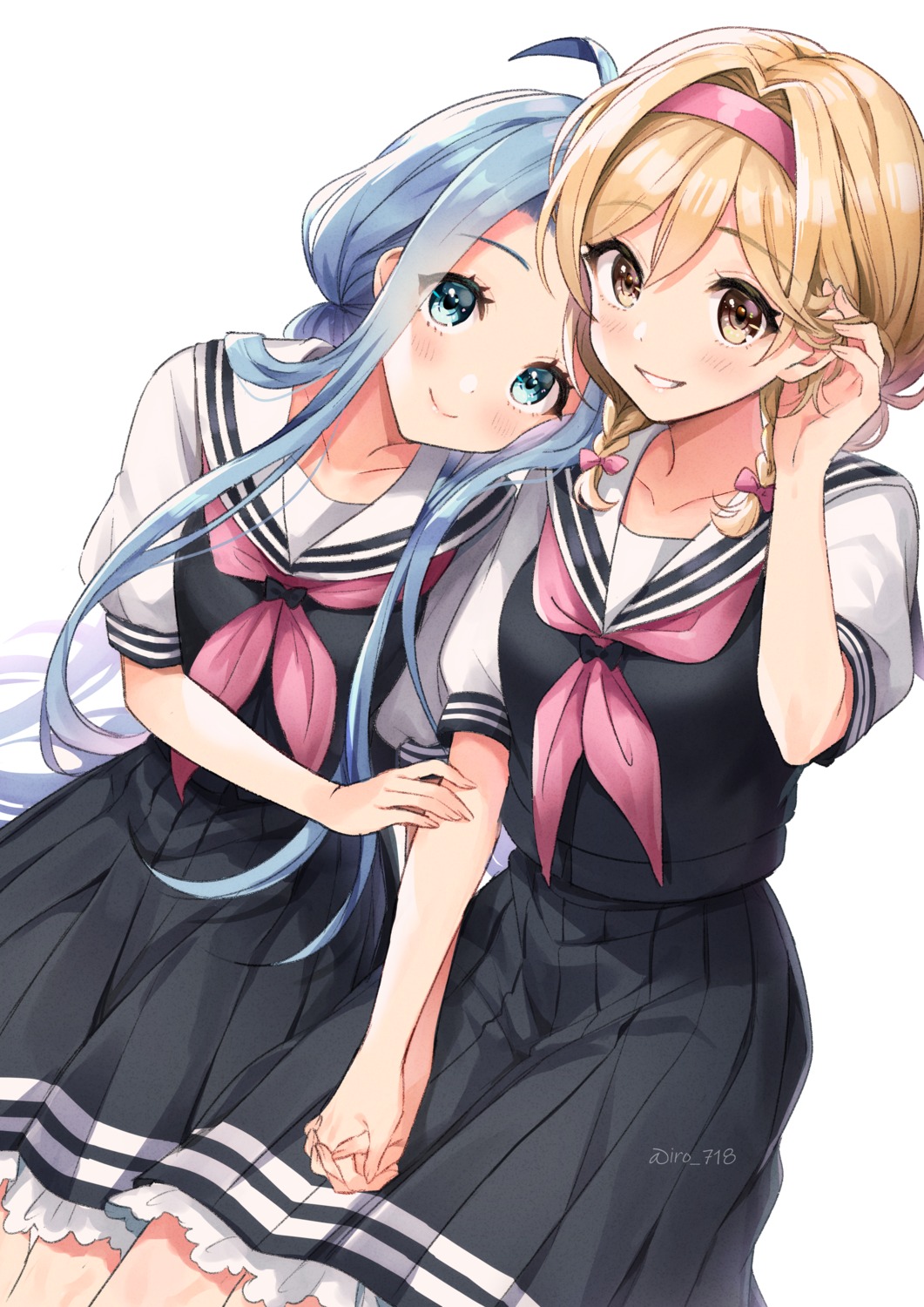 djeeta_(granblue_fantasy), granblue_fantasy, lyria_(granblue_fantasy), seifuku, tyyni, yuri