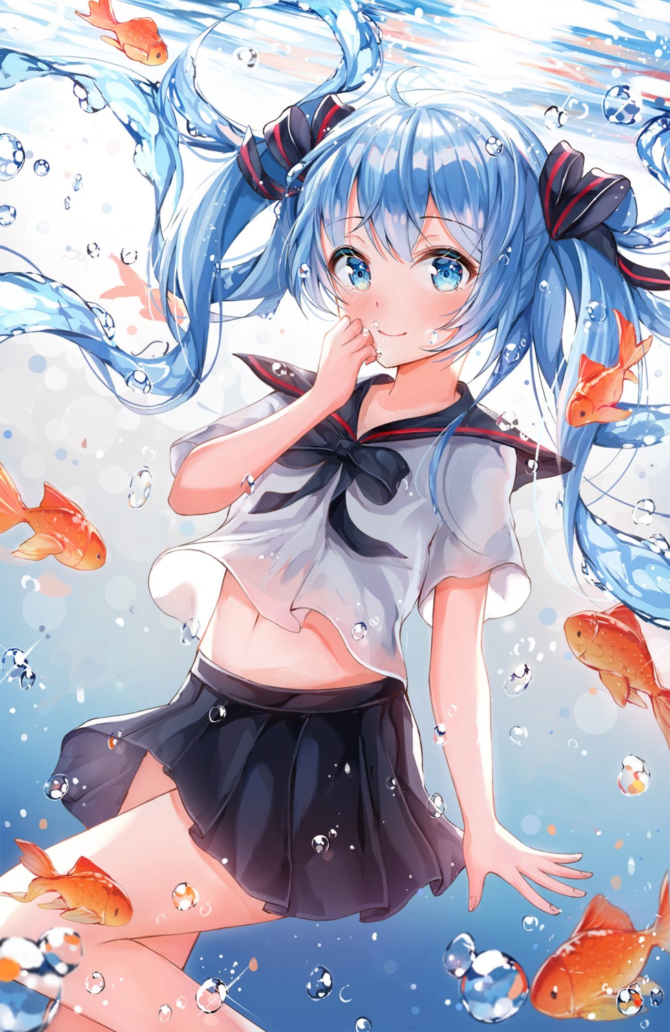 bottle_miku, hatsune_miku, see_through, seifuku, shirt_lift, skirt_lift, ssum_(ehf_dustk), vocaloid