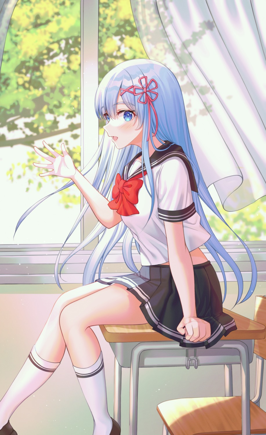 nri, re:zero_kara_hajimeru_isekai_seikatsu, rem_(re_zero), seifuku