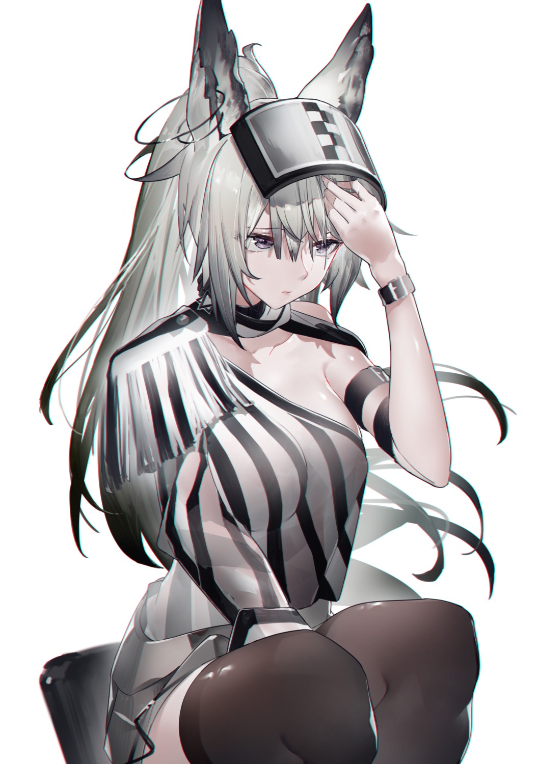 animal_ears, arknights, grani_(arknights), skirt_lift, thighhighs, yushi_quetzalli