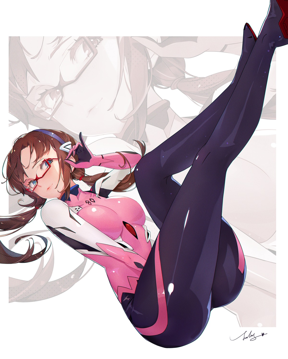 bodysuit, jiujiuyatou_(yayanzz), makinami_mari_illustrious, megane, neon_genesis_evangelion