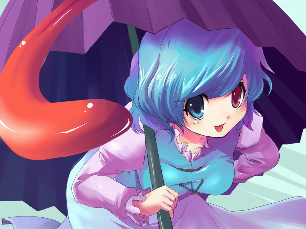 heterochromia, kobanzame, tatara_kogasa, touhou, wallpaper
