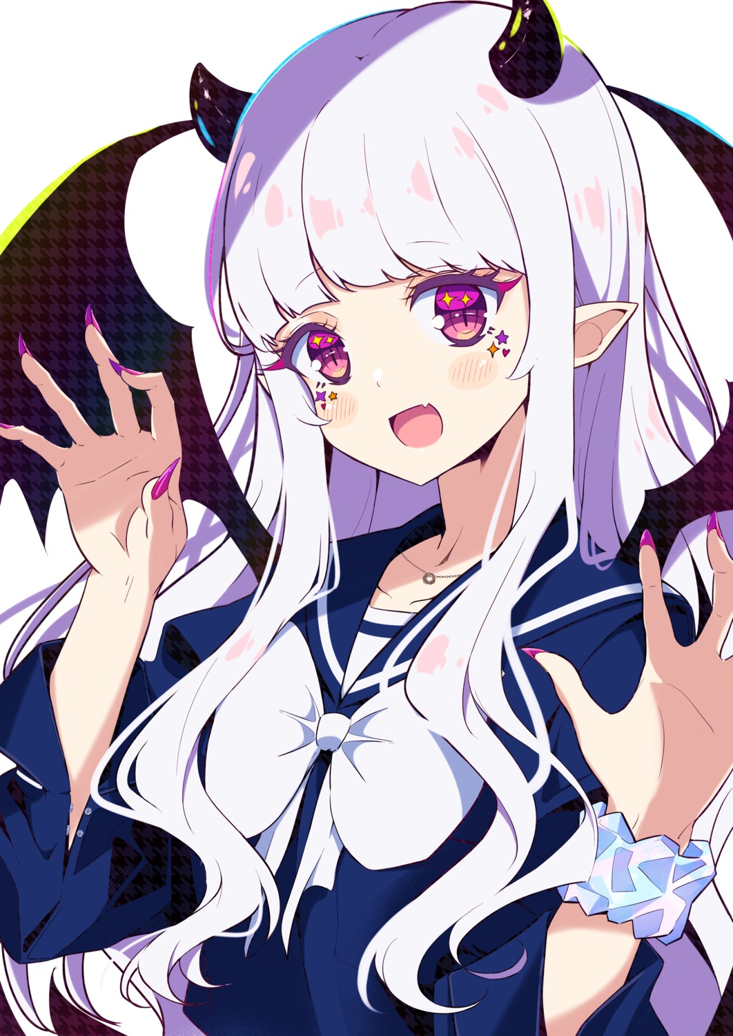 devi-gals, horns, koukii, pointy_ears, seifuku, suisen_(devi-gals), tattoo, wings