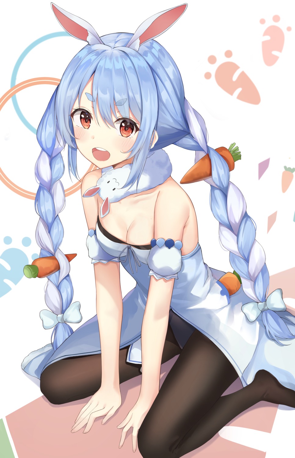 animal_ears, bunny_ears, bunny_girl, cleavage, ds_a, garter, hololive, no_bra