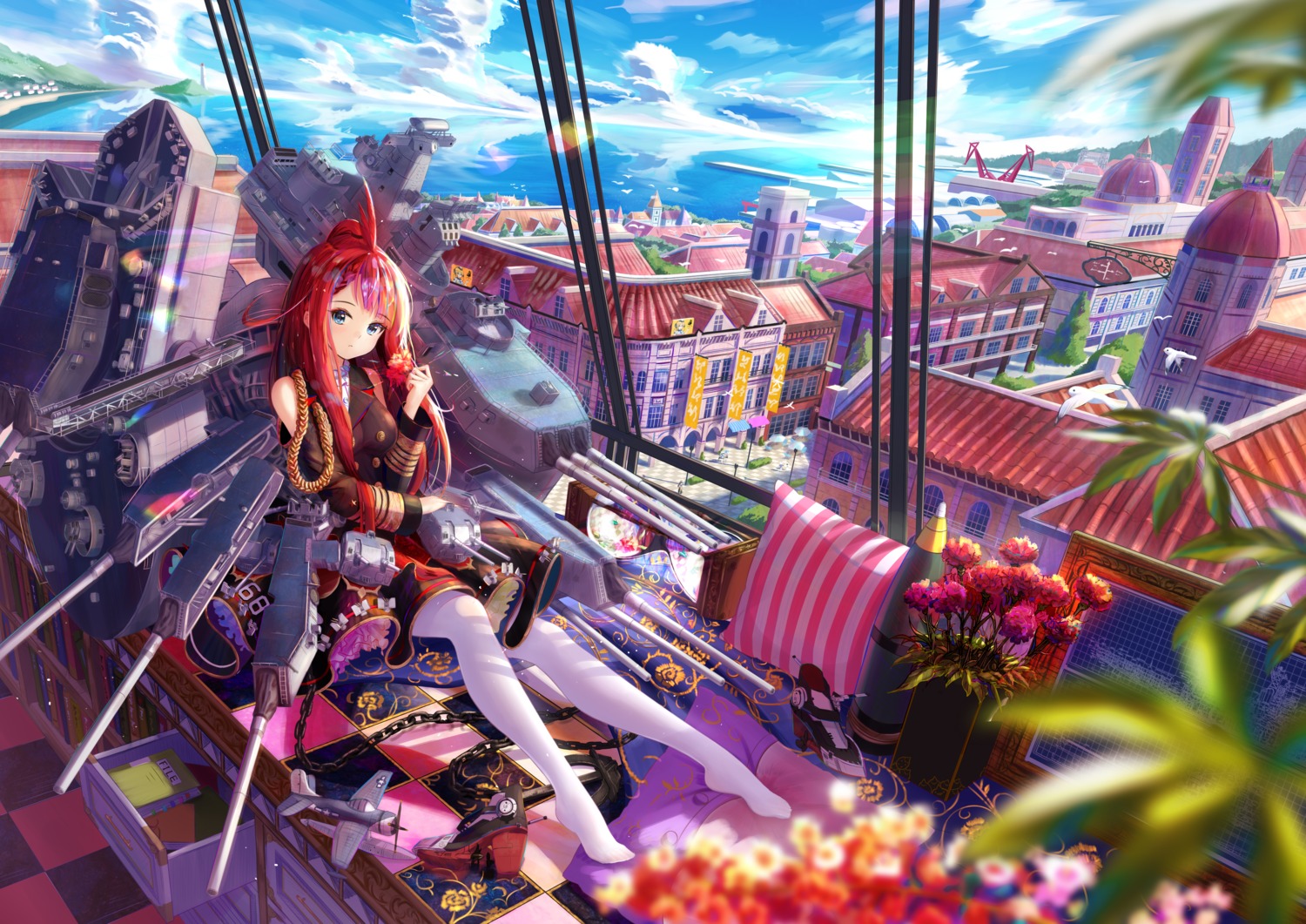 japanese_clothes, landscape, pantyhose, prinz_eugen1938, zhanjianshaonv