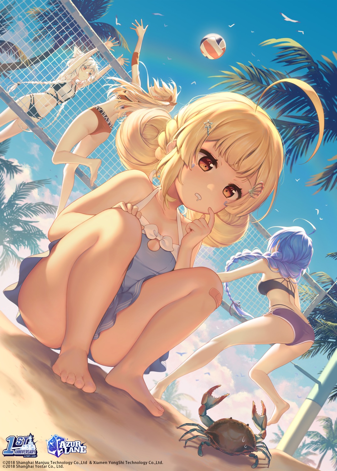 animal_ears, ass, azur_lane, bikini, biloxi_(azur_lane), cleveland_(azur_lane), eldridge_(azur_lane), feet, montpelier_(azur_lane), starbottled, swimsuits