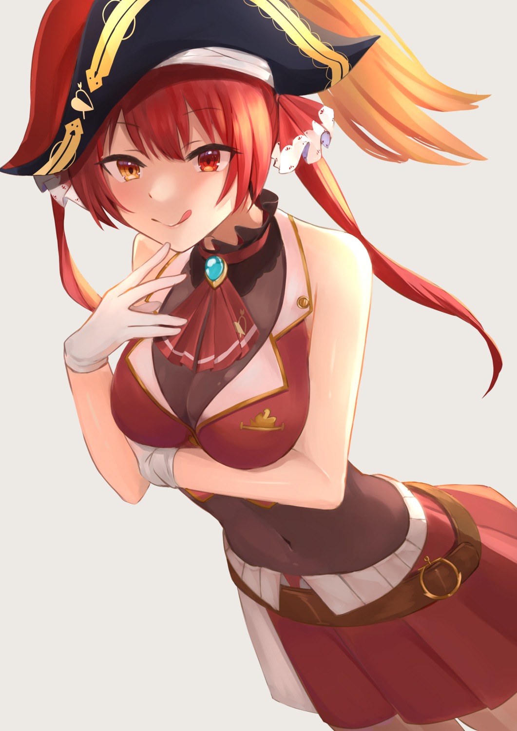 amaimomo, breast_hold, heterochromia, hololive, houshou_marine, pirate