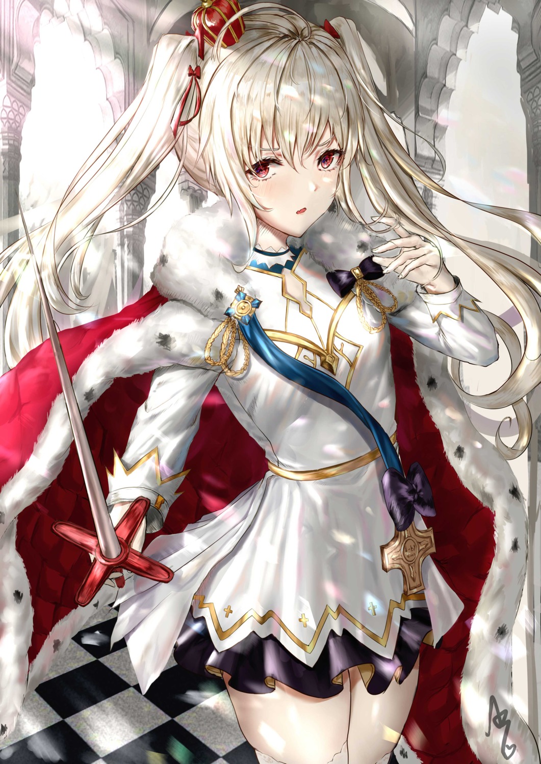 a-by, azur_lane, dress, sword, thighhighs, valiant_(azur_lane)