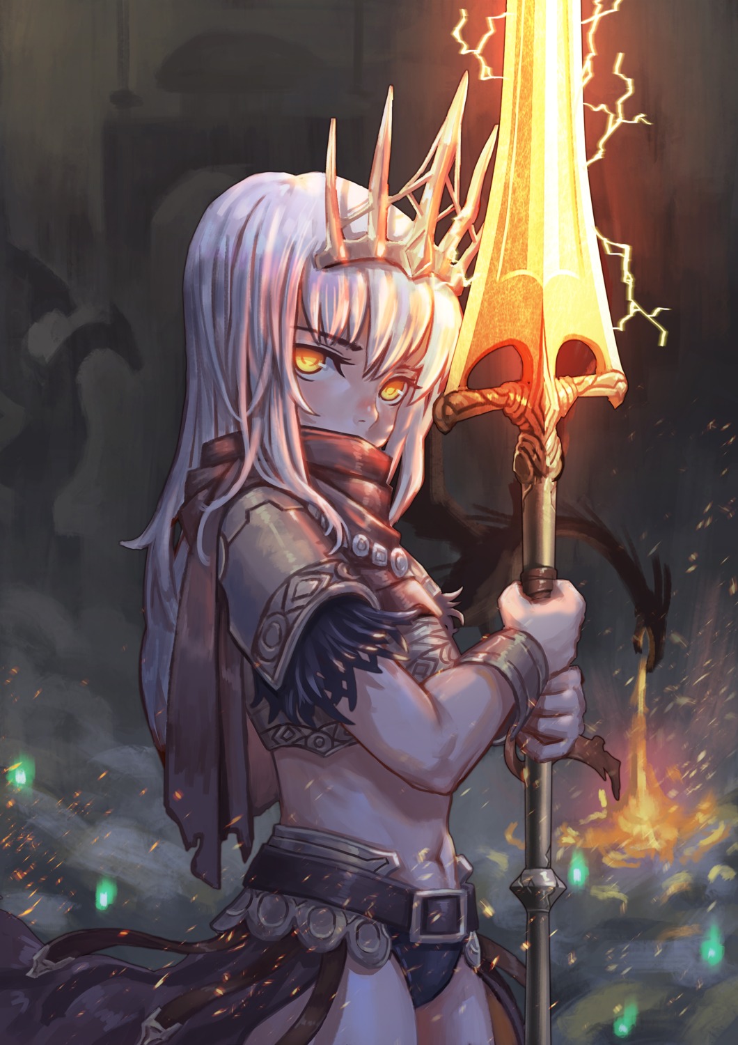 armor, bikini_armor, dark_souls_3, nameless_king, weapon, xue_qi_ye_(dndtmbdue)