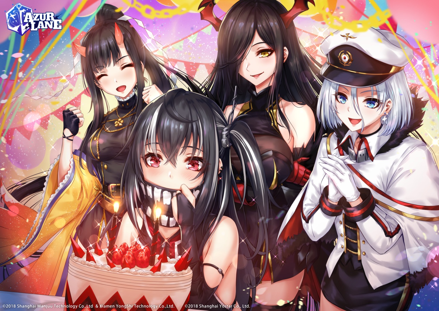 azur_lane, friedrich_der_grosse_(azur_lane), horns, ryuuhou_(azur_lane), sakiyamama, thighhighs, tirpitz_(azur_lane), u-47_(azur_lane), uniform