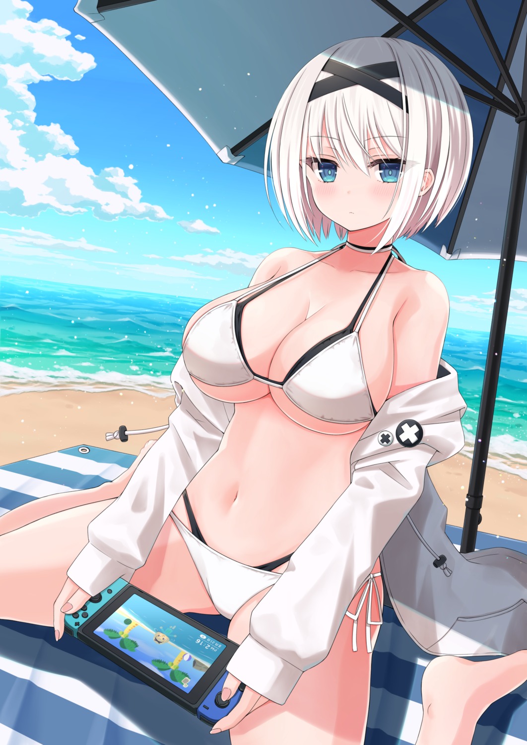 bikini, nejiki_rio, open_shirt, swimsuits
