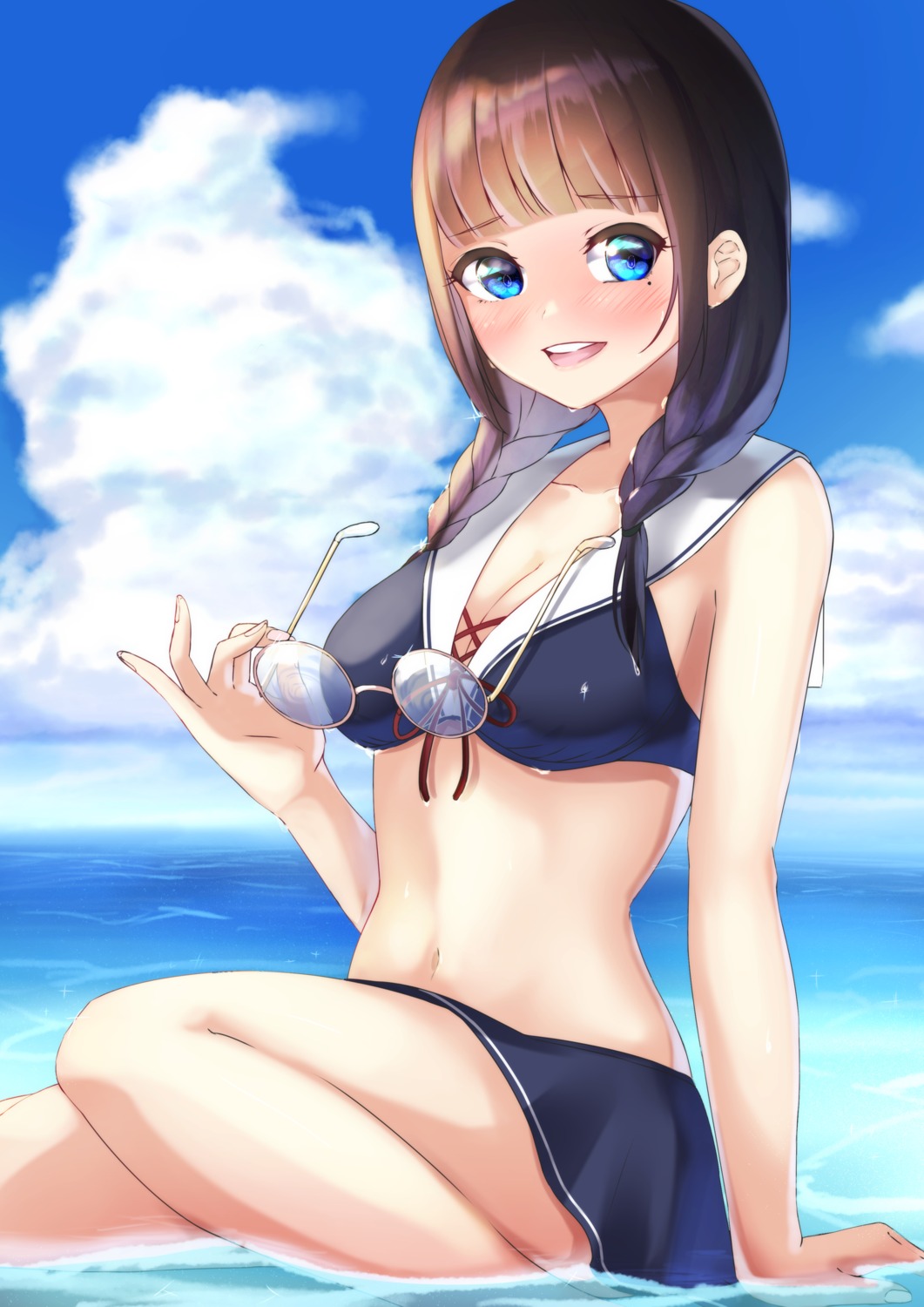 bikini, cleavage, megane, skirt_lift, sophiaenju, swimsuits, wet