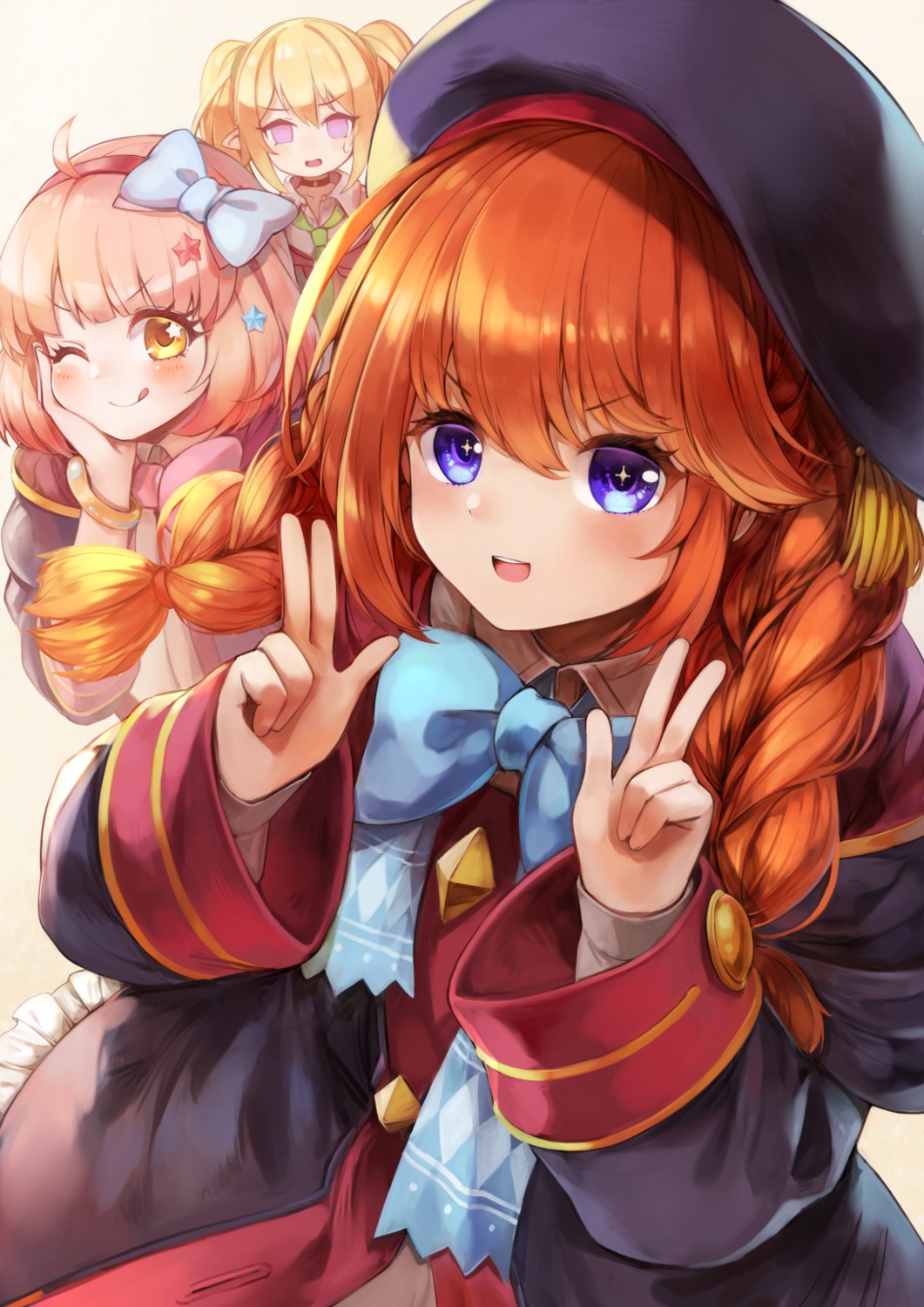 kazama_chieru, kuroe_hanako, netamaru, princess_connect!, princess_connect!_re:dive, seifuku, shingyouji_yuni