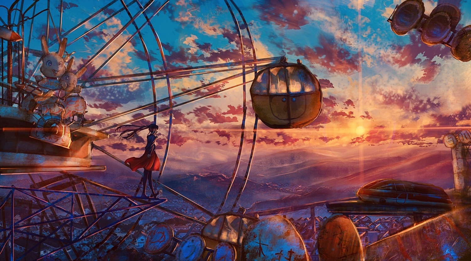 kenzo_093, landscape, seifuku, skirt_lift