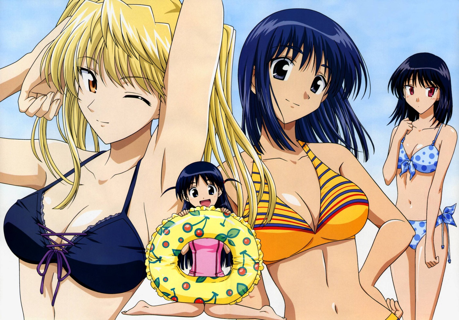 bikini, cleavage, hara_yumiko, sawachika_eri, school_rumble, suou_mikoto, swimsuits, tsukamoto_tenma, tsukamoto_yakumo