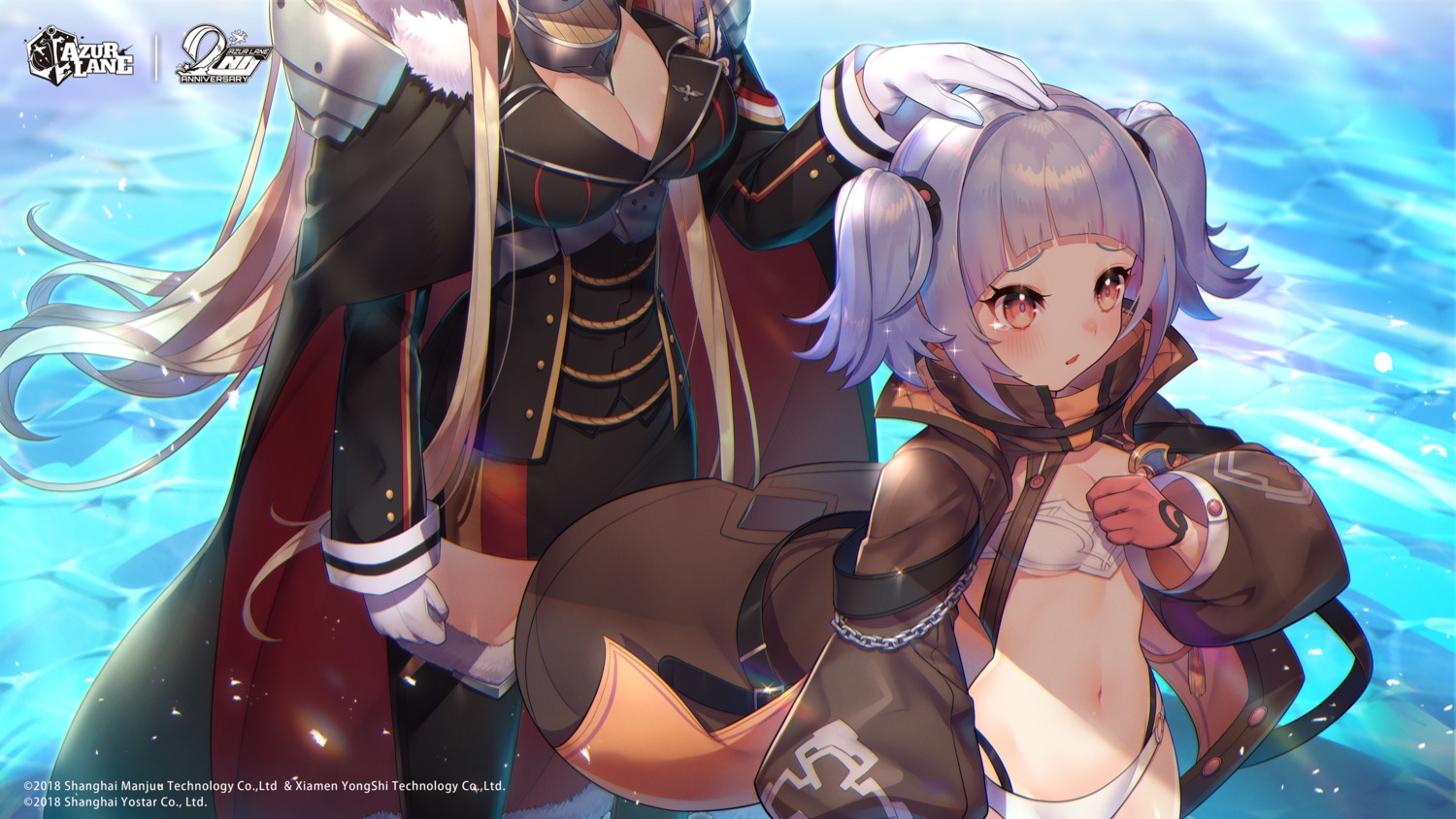 armor, azur_lane, bikini_armor, cleavage, kt._(kaisou-notagui), open_shirt, thighhighs, u-556_(azur_lane)
