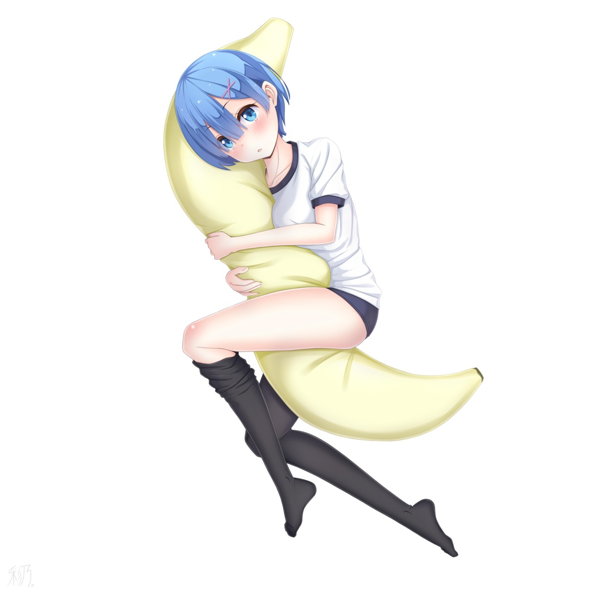buruma, gym_uniform, hikarisaino, re:zero_kara_hajimeru_isekai_seikatsu, rem_(re_zero), thighhighs