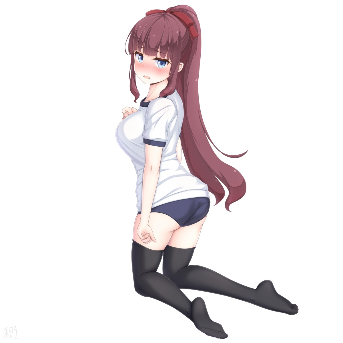 ass, buruma, feet, gym_uniform, hikarisaino, new_game!, takimoto_hifumi, thighhighs