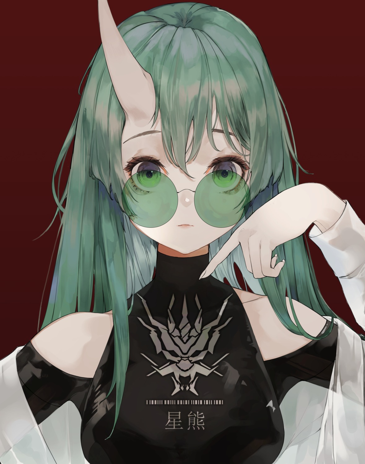 arknights, horns, hoshiguma_(arknights), megane, mile_(mil2)