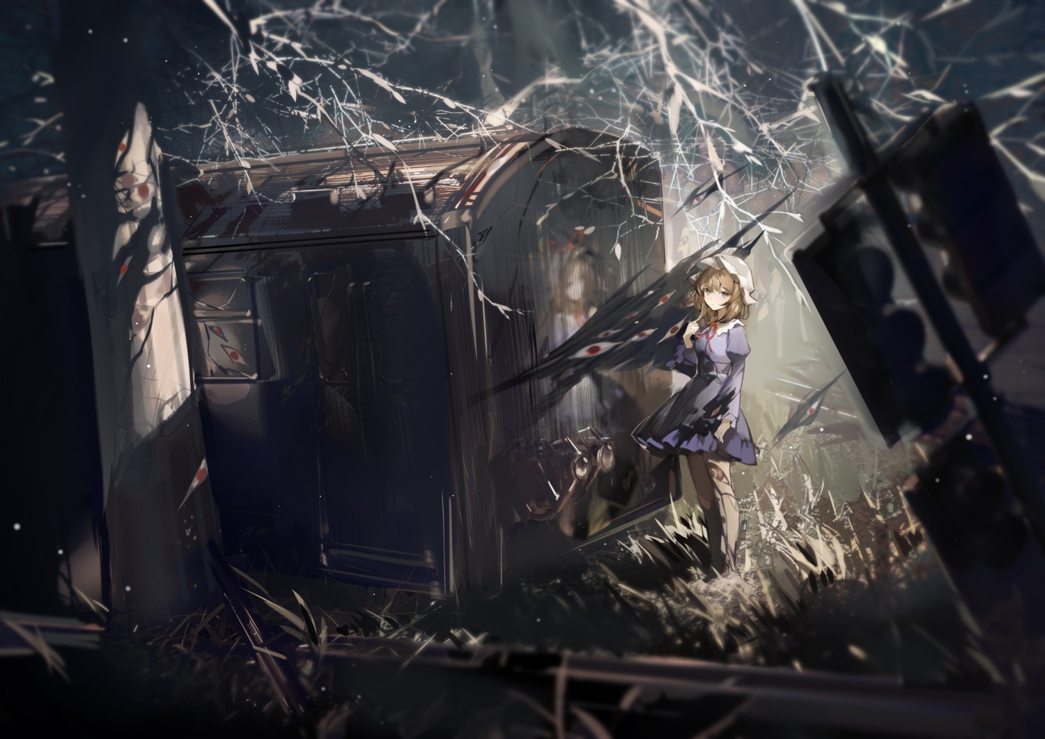 dress, kumatangent, landscape, maribel_hearn, touhou