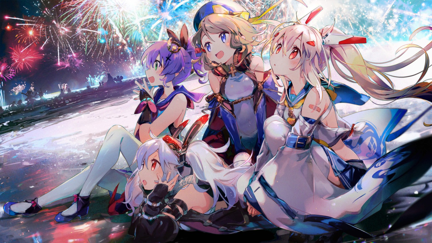 animal_ears, ayanami_(azur_lane), azur_lane, bandaid, bunny_ears, heels, javelin_(azur_lane), laffey_(azur_lane)