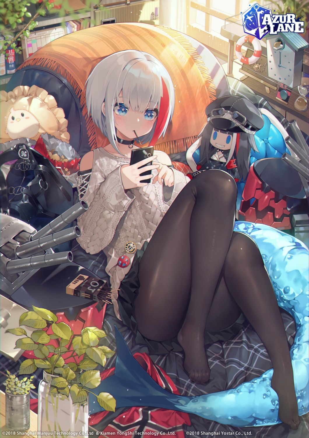 admiral_graf_spee_(azur_lane), akizone, azur_lane, chibi, deutschland_(azur_lane), feet, manjuu_(azur_lane), pantyhose