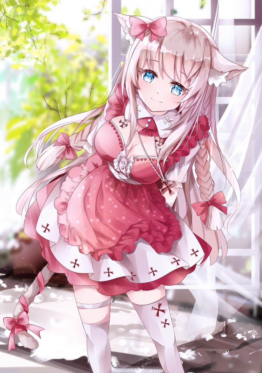 animal_ears, cleavage, garter, lolita_fashion, mutang, nekomimi, tail, thighhighs