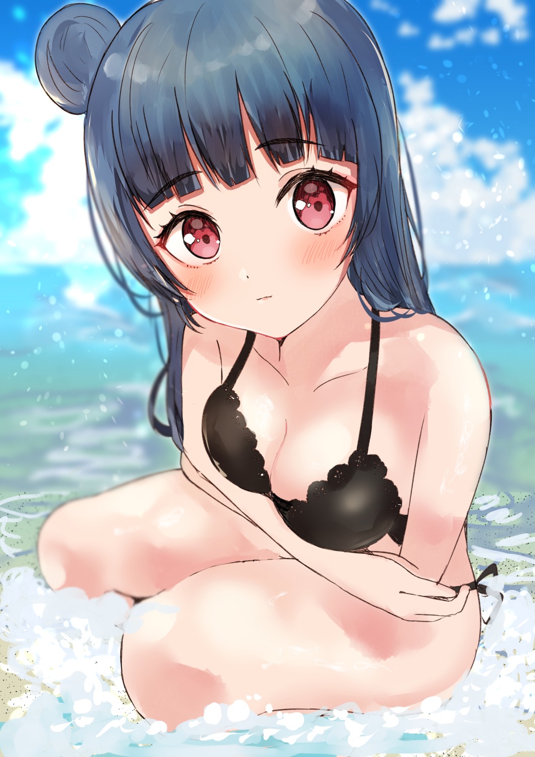 bikini, breast_hold, love_live!_(series), love_live!_sunshine!!, sunya_(honorin-yuunibo), swimsuits, tsushima_yoshiko, wet