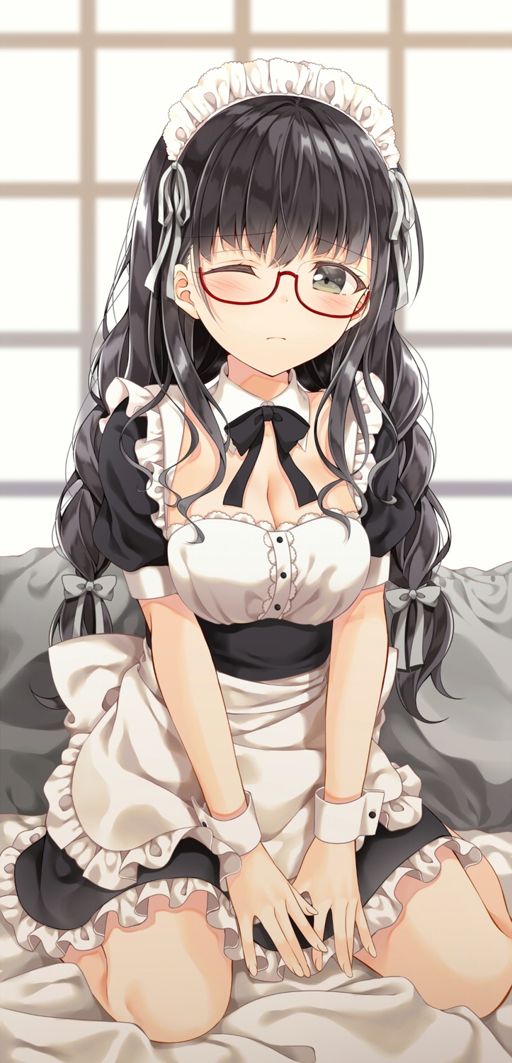 cleavage, maid, megane, mogu_(au1127)