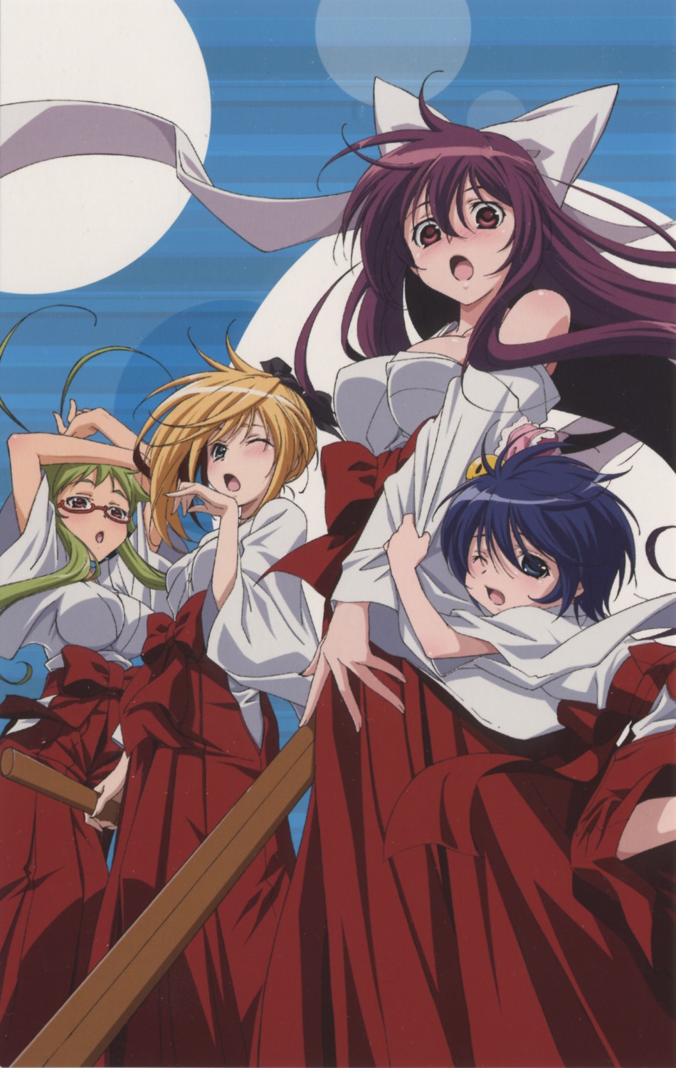 asu_no_yoichi, disc_cover, ikaruga_ayame, ikaruga_chihaya, ikaruga_ibuki, ikaruga_kagome, megane, miko