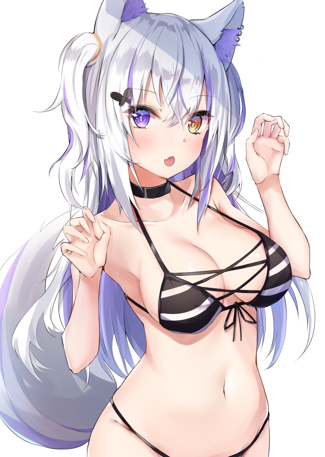 animal_ears, bikini, heterochromia, kurohikage, swimsuits, tail